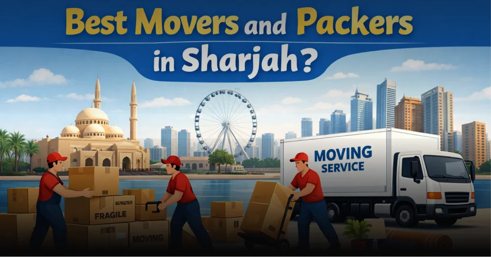 Professional movers in Sharjah handling furniture and household items during relocation service