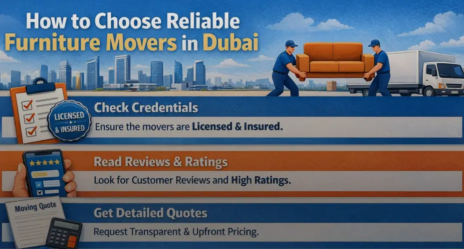 Furniture movers in Dubai safely transporting household furniture
