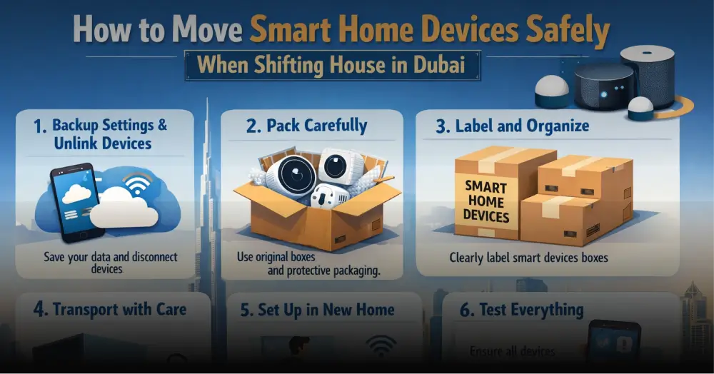 Safe packing of smart home devices during house shifting in Dubai